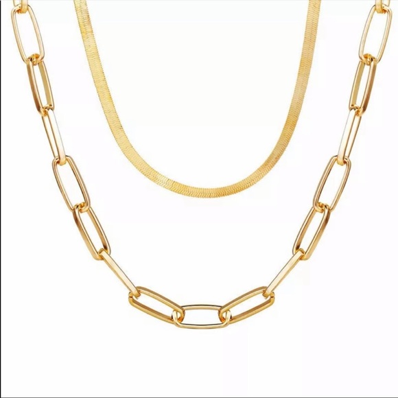New Women’s Yellow Gold Plated 2 Layers Necklace - Picture 2 of 7